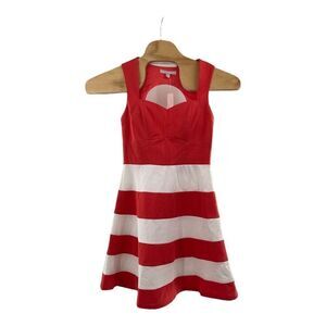 Romeo & Juliet Couture Women's Striped A-Line Dress Orange & White Medium NWT